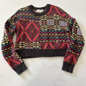 TREASURE AND BOND Brown Pink Yellow Kid’s Sweater Size Small 7/8 Girls